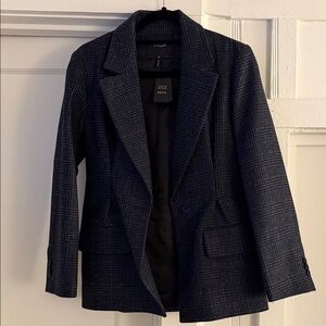 Maje Dark Checkered Cinched Waist Blazer